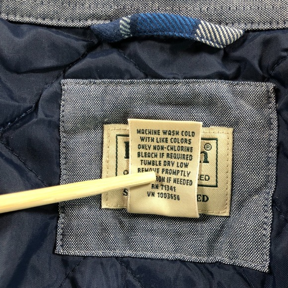 LL Bean Shirt Jacket Men L Tall Blue Plaid Slightly Fitted Quilted Lined Shacket - Picture 10 of 13